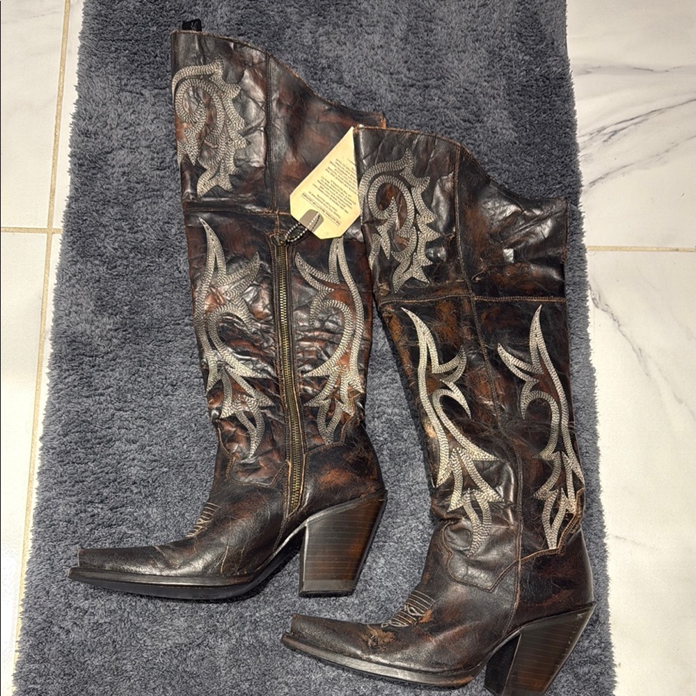 Dan Post Brown and Silver Heeled Boots